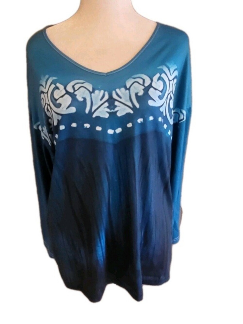 Women's Long Sleeved Shirt Top 2XL Pullover Blouse V-neck